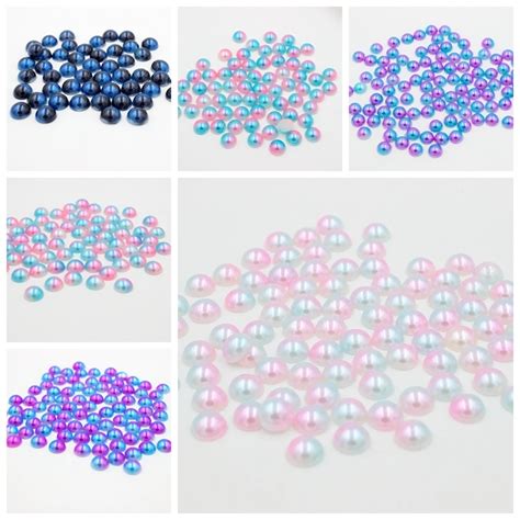 Pick 34568mm Multi Rainbow Color Resin Abs Round Flatback Imitation Pearls Beads Crafts For