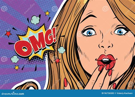 Omg Surprised Pop Art Woman Face Stock Vector Illustration Of Comic