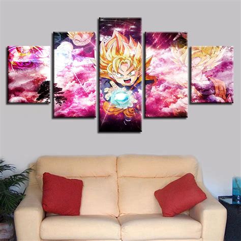 Canvas Art Print Modular Painting Poster Wall Picture 5 Panel Anime