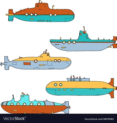 Set Of Submarines Royalty Free Vector Image Vectorstock