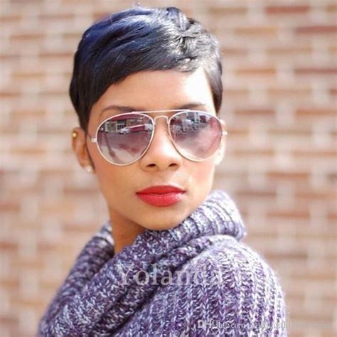 Neat extra short pixie for thick hair. New Human Hair Wig Short Pixie Cut Wig Ladies Black Short ...