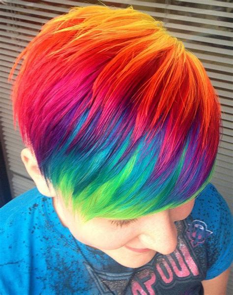 Multi Color Short Hair Artistic Hair Rainbow Hair Hair