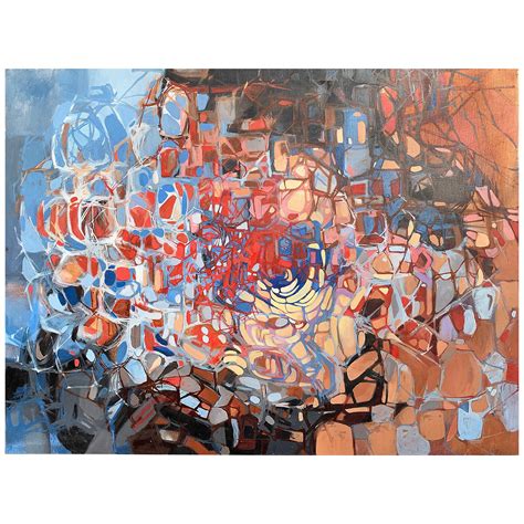 Carol Haerer Framed Multi Color Abstract Oil On Canvas Painting Circa