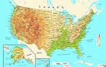 Mappa Geografica degli Stati Uniti: confini, fiumi, laghi, monti ...