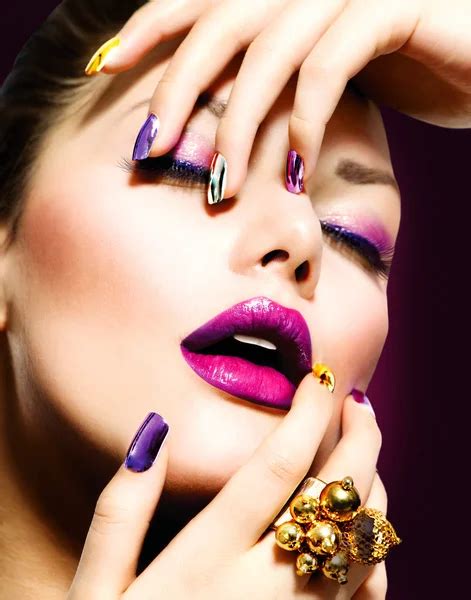 Fashion Beauty Manicure And Make Up Nail Art Stock Photo By