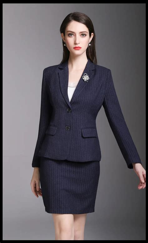 pretty navy stripe girlfriend suits women s skirt suits girl work suits office lady suits custom