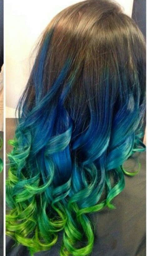 Blue Green Ombre Dip Dyed Hair Color Iluvpibbles Hair Dip Dye Hair