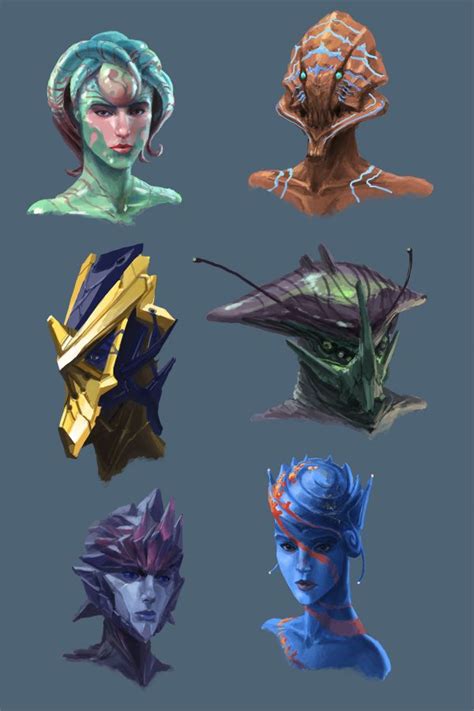 Alien Head Concepts Alien Concept Art Alien Character Sci Fi