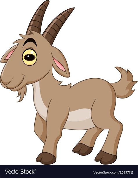 Cartoon Goat Isolated On White Background Vector Image On Vectorstock