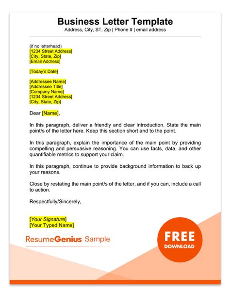Sample letter format including spacing, font, salutation, closing, and what to include in each paragraph. Sample Business Letter Format | 75+ Free Letter Templates | RG