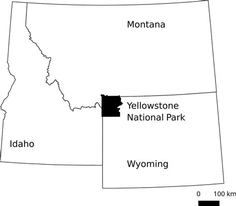 Map Showing The Location And Size Of Yellowstone National Park Download Scientific Diagram