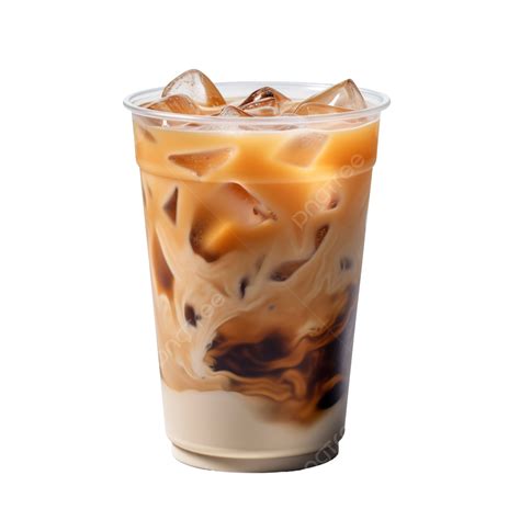 Cold Brewed Iced Latte Coffee On Plastic Cup Side View Generative Ai