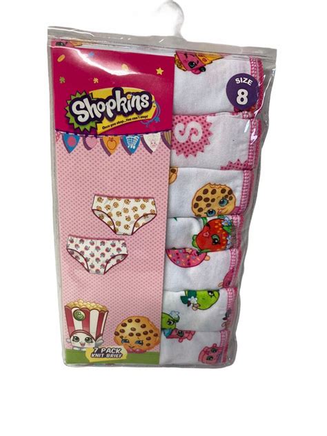 7 Pair Of Shopkins Underwear Girls Size 8 New Old Stock