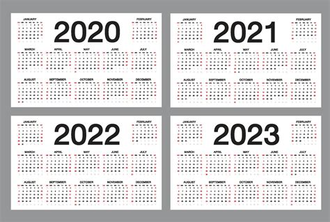 Modelo De Calendário Simples Para 2020 2021 2022 2023 Anos Em Fundo