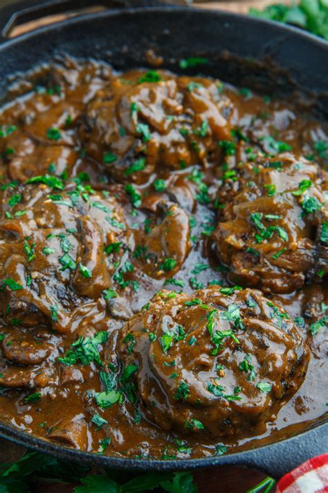 Cover with foil and refrigerate for a minimum of 30 minutes steak, salisbury with onion & mushroom gravy. Salisbury Steak with Mushroom Gravy - Closet Cooking