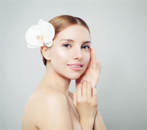 Cheerful Woman Spa Model With Healthy Skin Stock Image Image Of