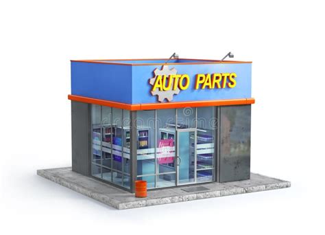 Auto Parts Store Isolated On A White Background Stock Illustration