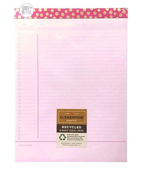 Clementine Paper Gold Polka Dot Pink Ruled Recycled Legal Notepad Set Aura In Pink Inc