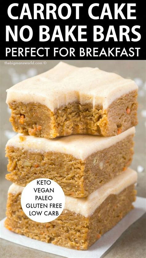 No Bake Carrot Cake Breakfast Bars Keto Vegan Paleo Recipe Keto