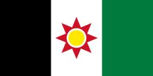 This basic tricolor has been in use since its adoption on 31 july 1963, with several changes to the green symbols in the central white stripes; Flaggen der Kurden