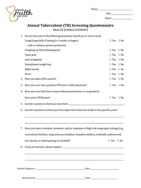 Annual Tuberculosis Questionnaire Fill Online Printable Fillable Free