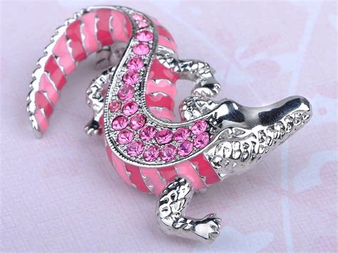 Hot Bright Pink Fuchsia Crawling Alligator Crocodile Reptile Body Brooch Pin In 2021 Versatile