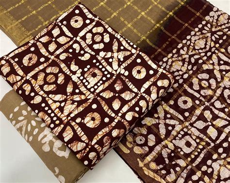 Cotton Batik Print Material Set Unstitched Available In 8 Colors