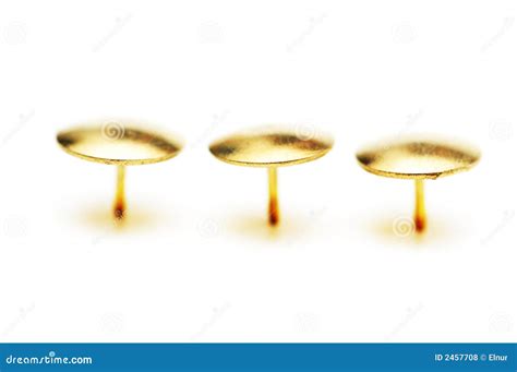 Golden Pins Isolated Stock Photo Image Of Thumbtack Stick 2457708
