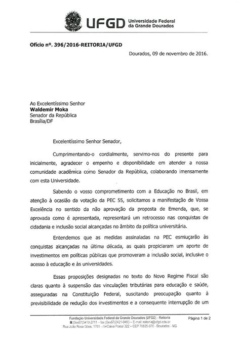 Exemplo De Ofício Para Reitor De Universidade Vários Exemplos