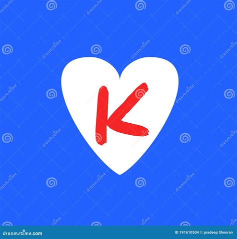 Stylish Texture Image Of Red K Alphabet On White Heart Stock
