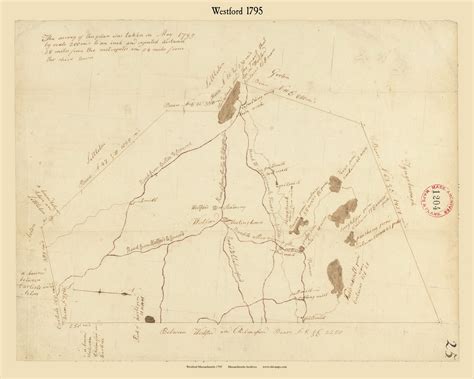Westford Massachusetts 1795 Old Town Map Reprint Roads Place Names
