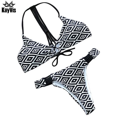 Kayvis 2018 Sexy Bikinis Women Swimsuit Bandage Halter Beach Wear
