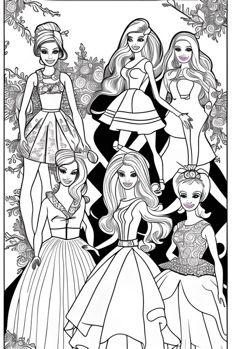 Barbie And Friends Coloring Page · Creative Fabrica