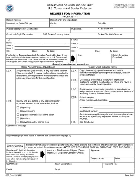 Cbp Form 7523 Fillable Printable Forms Free Online