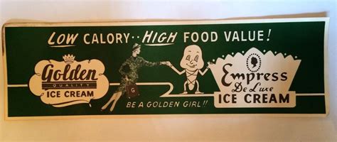 Golden Quality Empress Deluxe Ice Cream Parlor Store Sign Vintage 1940s