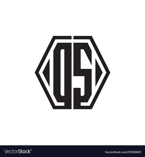 Ds Logo Monogram With Hexagon Line Rounded Design Vector Image