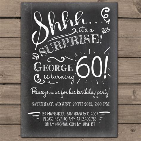 surprise  birthday invitation chalkboard invitation