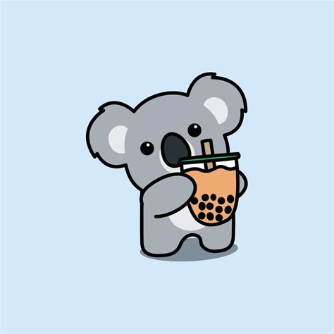 Cute Koala With Bubble Tea Cartoon Vector Illustration 6936458 Vector
