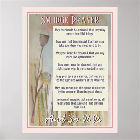 Smudge Prayer For Cleansing Energy Poster