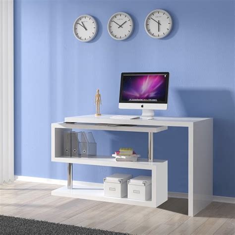 miami computer desk rotating  white high gloss