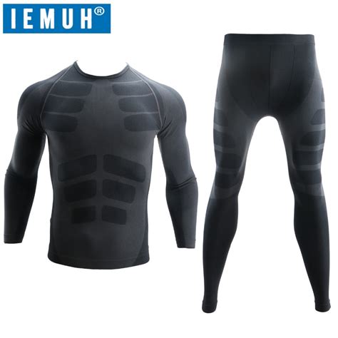 iemuh new dry fit compression tracksuit fitness tight comprehensive training set legging men s