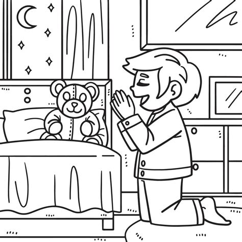 Christian Praying Child Coloring Page For Kids 15694373 Vector Art At