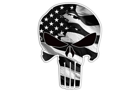American Flagsubdued Punisher Skull 5 And 10 Decal