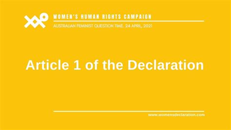 Article 1 Of The Declaration And Why The Definition Of Woman Must Be