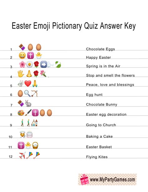 Free Printable Easter Emoji Pictionary Quiz