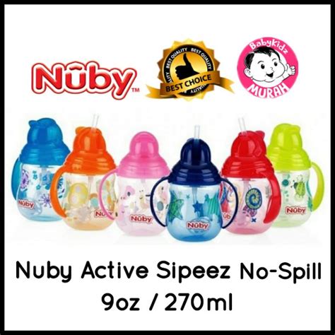 Botol Air Nuby Active Sipeez No Spill Flip N Slip Cup With 360 Straw 270ml 9oz Botol Air