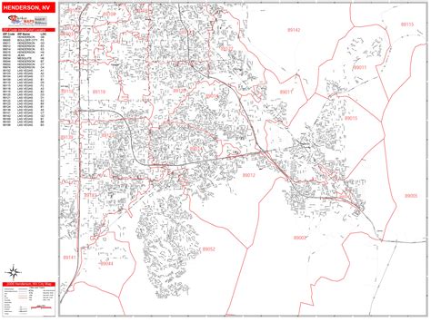 Henderson Nevada Zip Code Wall Map Red Line Style By Marketmaps