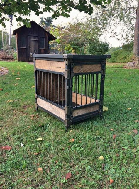 Rustic Industrial Dog Kennel Dog Crate Riveted Steel Dog Kennel With