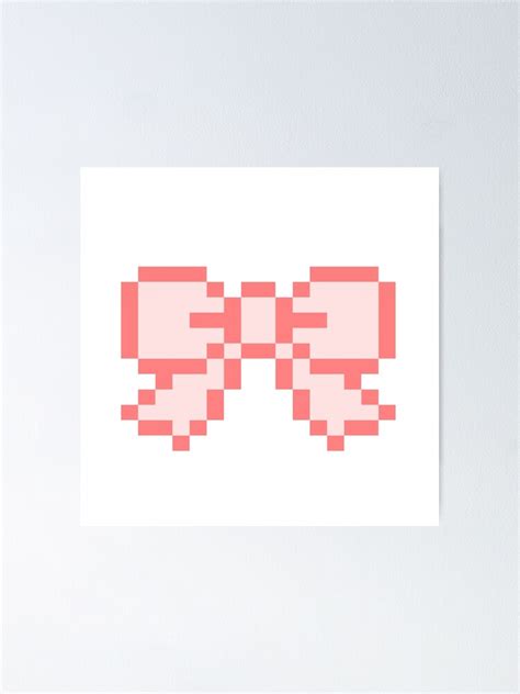 Kawaii Pink Pixel Art Bow Poster For Sale By Alexjanelively Redbubble