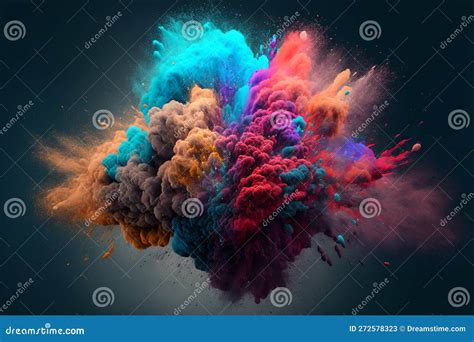 Color Dynamic Explosion With Dust Illustration Of Bright Multi Colored